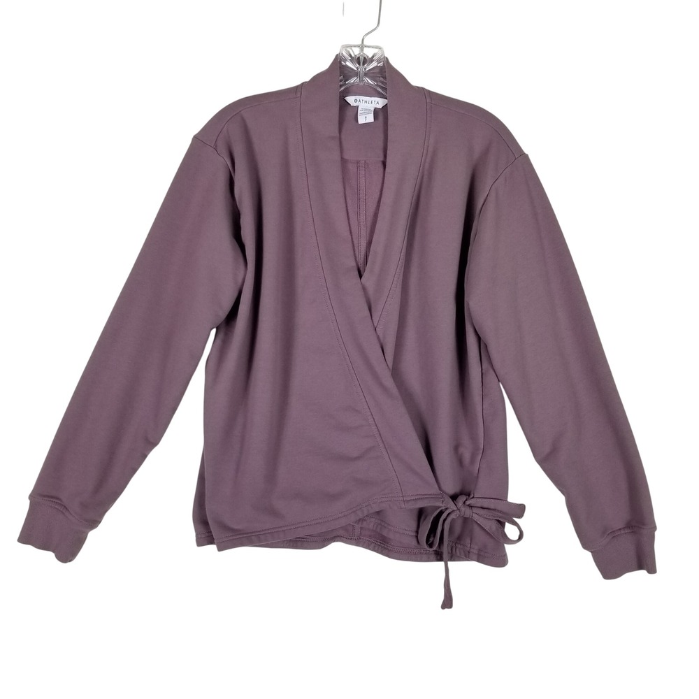 Athleta Wrap Sweatshirt Women S Mauve Side Tie Surplice French Terry 5ls